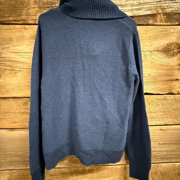 Pendleton Cowl Neck sweater, dark teal, waffle knit, 100% wool, Large - Picture 4 of 4